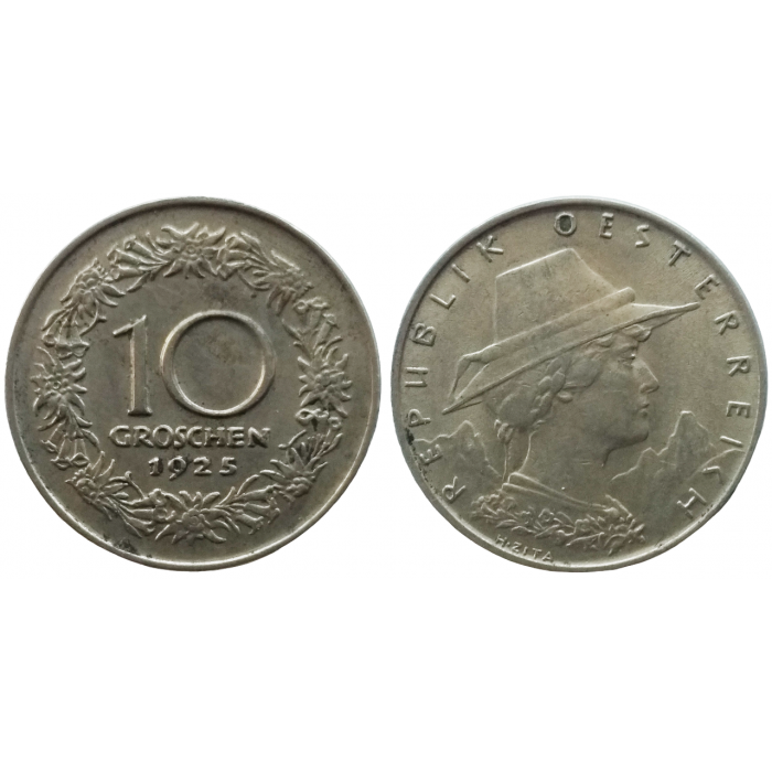Австрия 10 грошей 1925 год XF KM# 2838
