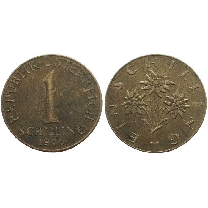 Австрия 1 шиллинг 1966 год XF KM# 2886