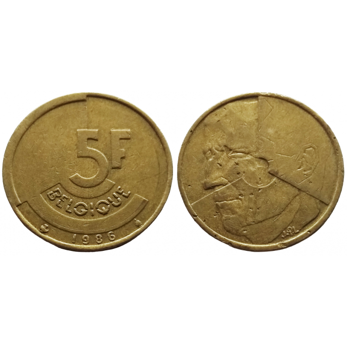 Бельгия 5 франков 1986 год KM# 163