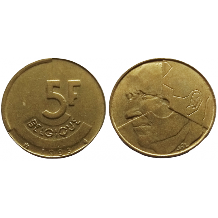 Бельгия 5 франков 1993 год KM# 163