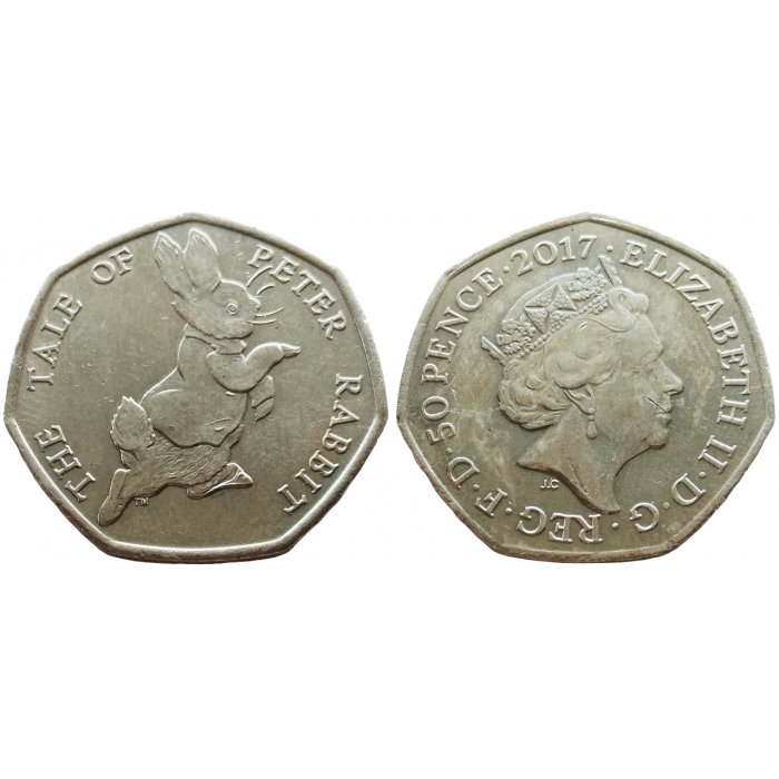 Великобритания 50 пенсов 2017 год UNC UC# 139 150 лет со дня рождения Беатрис Поттер, Кролик Питер