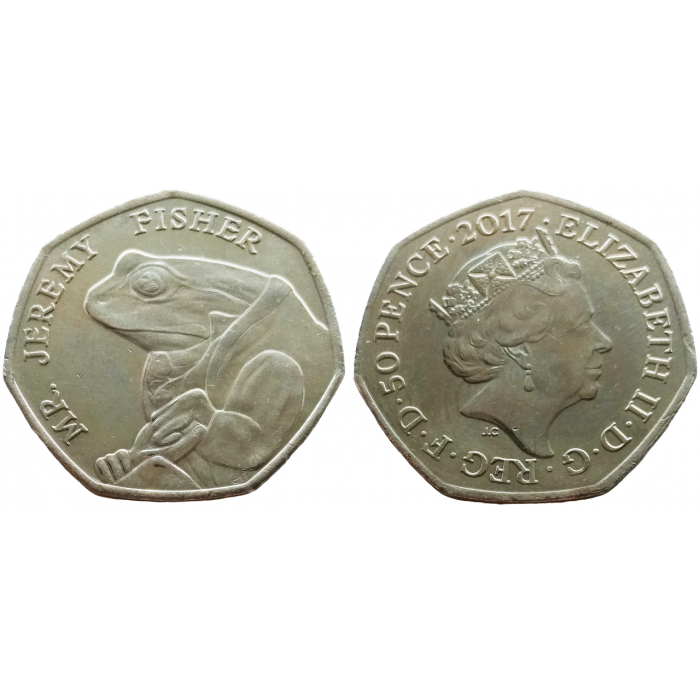 Великобритания 50 пенсов 2017 год UNC UC# 142 150 лет со дня рождения Беатрис Поттер, Джереми Фишер
