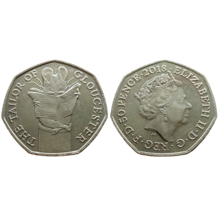 Великобритания 50 пенсов 2018 год UNC UC# 190 150 лет со дня рождения Беатрис Поттер, Глостерский портной