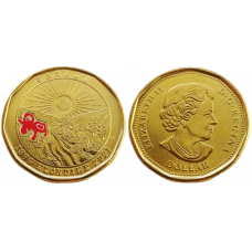 Канада 1 доллар 2021 год UNC UC# 604 125 лет клондайкской золотой лихорадке, Цветное покрытие