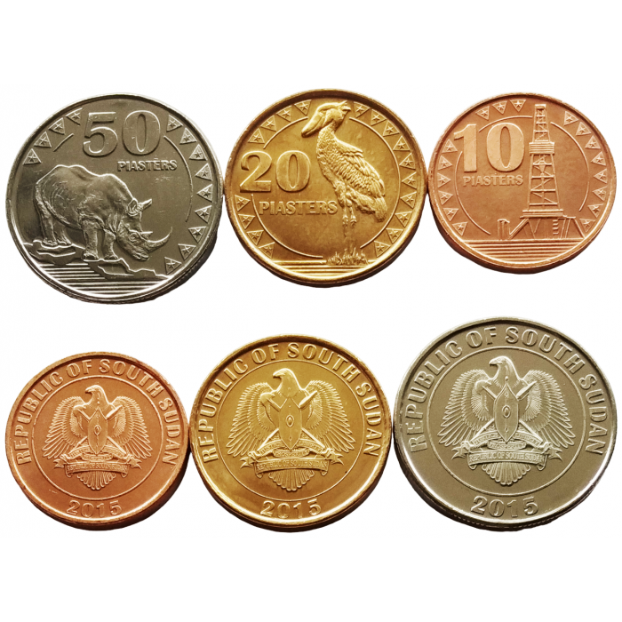 Южный Судан 10 20 50 пиастров 2015 год UNC KM# 1, 2, 3 Набор из 3 монет