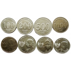 Индонезия 100 200 500 1000 рупий 2016 год UNC KM# 71-74 Набор из 4 монет