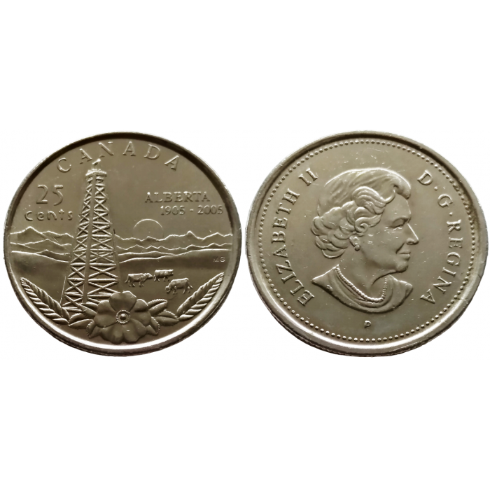Канада 25 центов 2005 год UNC KM# 530 100 лет провинции Альберта
