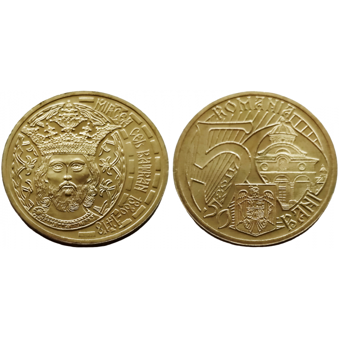 Румыния 50 бань 2011 год UNC KM# 260 625 лет началу правления Короля Мирчи Старого