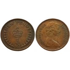 Великобритания 1/2 нового пенни 1971 год KM# 914 Королева Елизавета II (1968 - 1981)