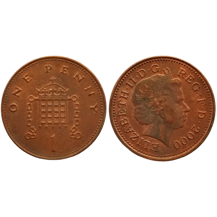 Великобритания 1 пенни 2000 год KM# 986 Королева Елизавета II (1982 - 2022)