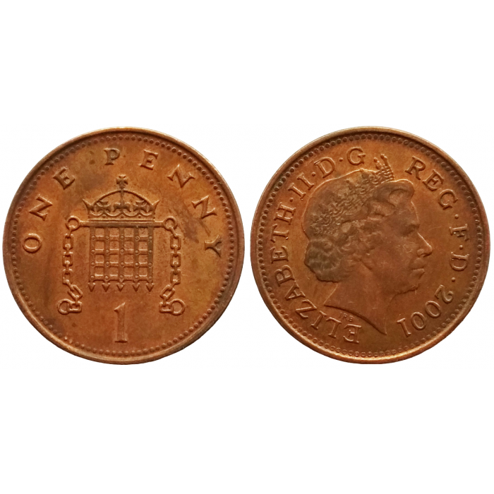 Великобритания 1 пенни 2001 год KM# 986 Королева Елизавета II (1982 - 2022)