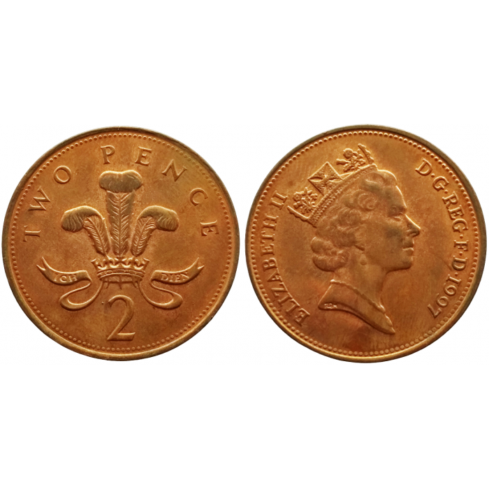 Великобритания 2 пенса 1997 год KM# 936a Королева Елизавета II (1968 - 1981)