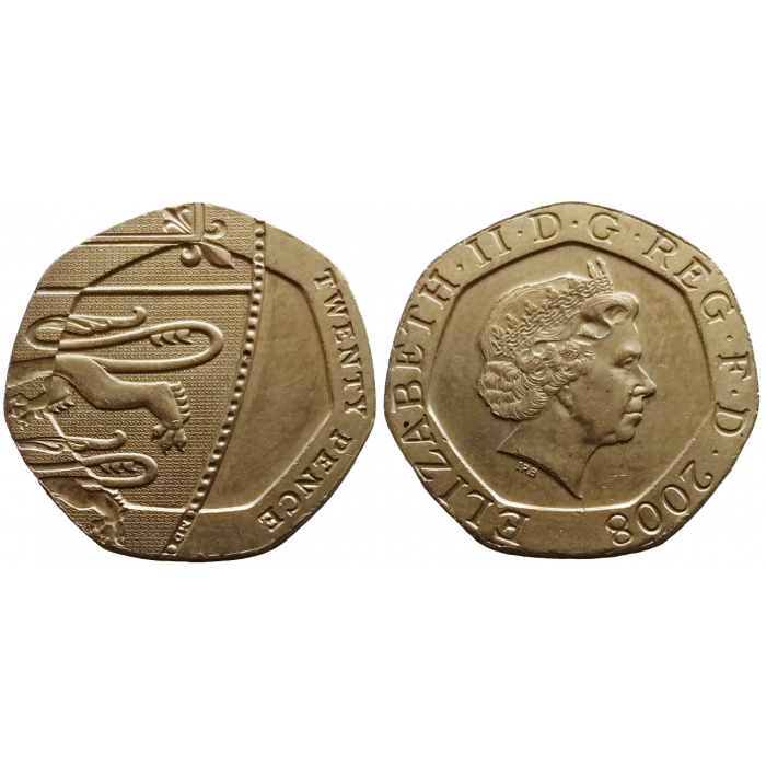 Великобритания 20 пенсов 2008 год KM# 1111 Королева Елизавета II (1982 - 2022)