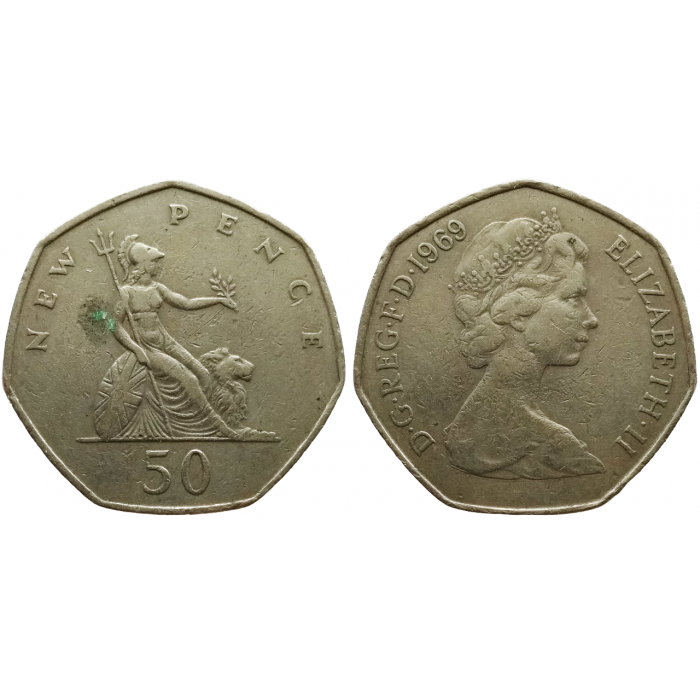 Великобритания 50 новых пенсов 1969 год KM# 913 Королева Елизавета II (1968 - 1981)