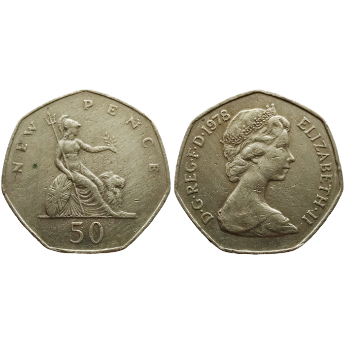 Великобритания 50 новых пенсов 1978 год KM# 913 Королева Елизавета II (1968 - 1981)