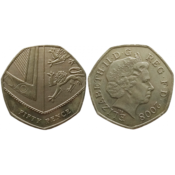 Великобритания 50 пенсов 2008 год KM# 1112 Королева Елизавета II (1982 - 2022)