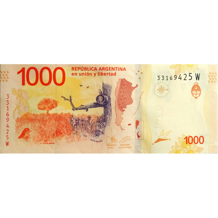 Аргентина 1000 песо 2019 год UNC P-366d