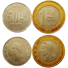 Венесуэла 50 сентимо 1 боливар 2018 год UNC Набор из 2 монет