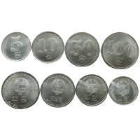 Северная Корея 5 10 50 100 вон 2005 год UNC Набор из 4 монет