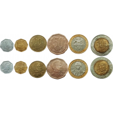 Чили 1 5 10 50 100 500 песо 2004-2015 год UNC Набор из 6 монет