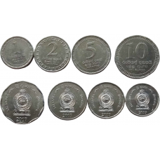Шри-Ланка 1 2 5 10 рупий 2017 год UNC Набор из 4 монет