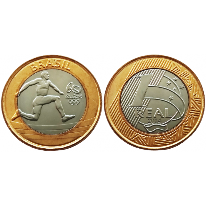 Бразилия 1 реал 2014 год UNC KM# 687 XXXI летние Олимпийские Игры, Рио-де-Жанейро 2016 - Атлетизм