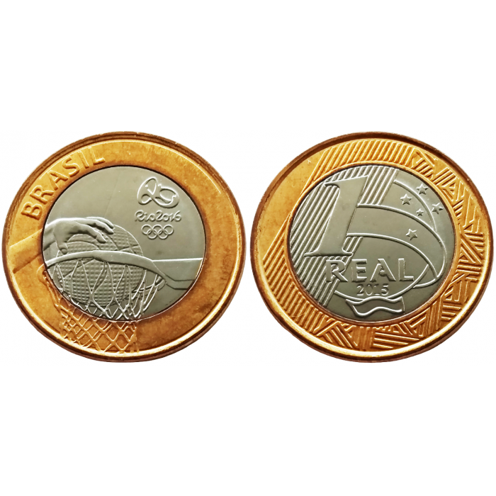 Бразилия 1 реал 2015 год UNC KM# 704 XXXI летние Олимпийские Игры, Рио-де-Жанейро 2016 - Баскетбол