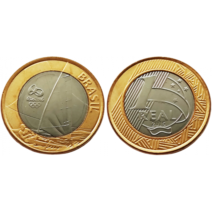 Бразилия 1 реал 2015 год UNC KM# 705 XXXI летние Олимпийские Игры, Рио-де-Жанейро 2016 - Парусный спорт