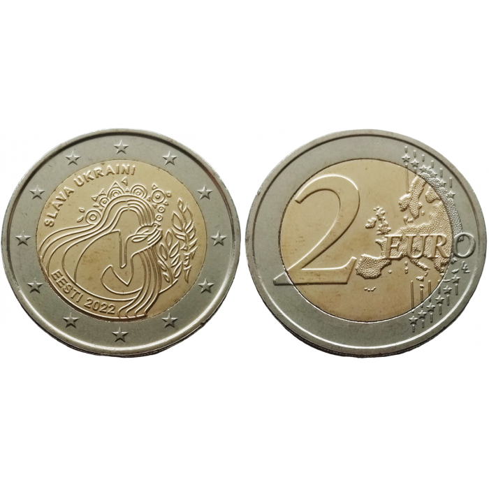 Эстония 2 евро 2022 год UNC UC# 113 Украина
