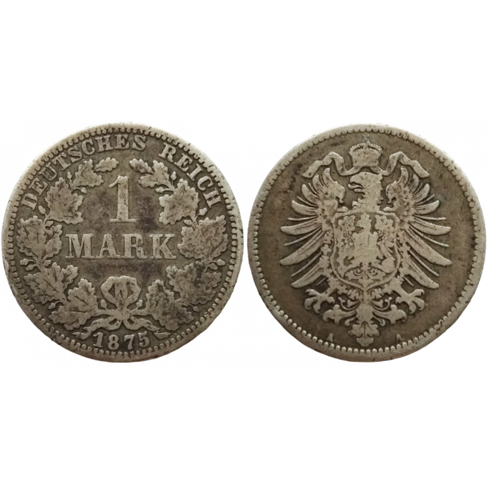 Германия 1 марка 1875 A год KM# 7 Германская империя