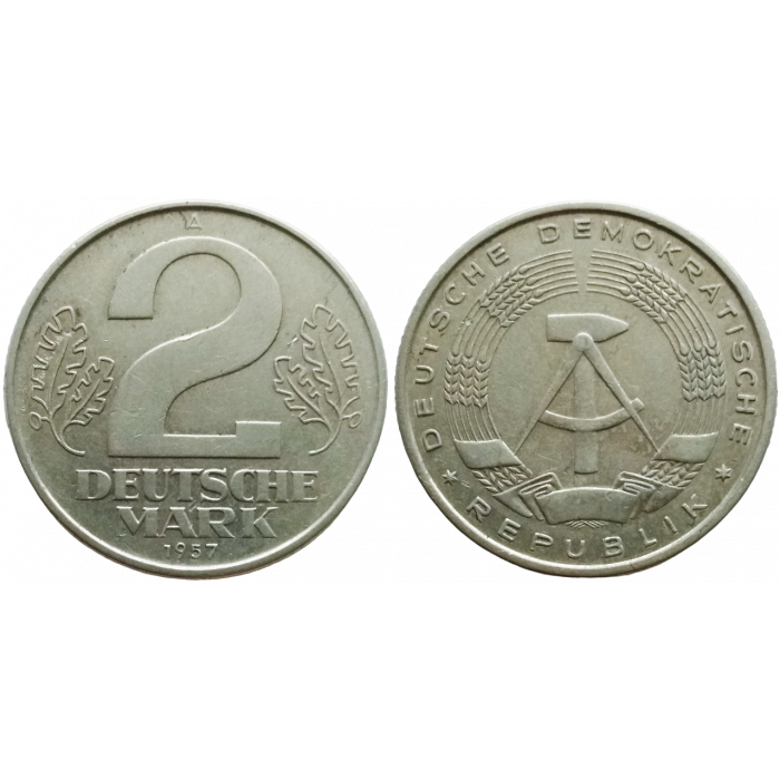 Германия - ГДР 2 марки 1957 год KM# 14