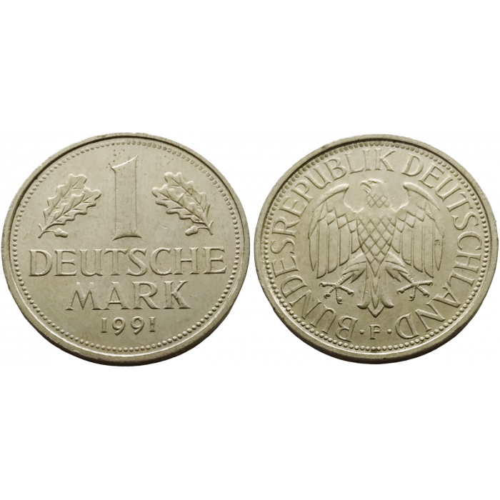Германия - ФРГ 1 марка 1991 F год KM# 110