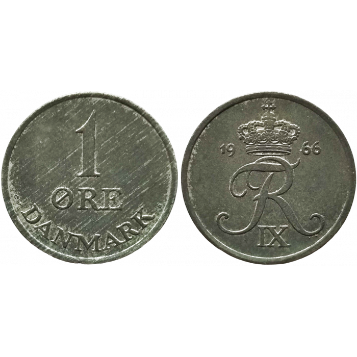 Дания 1 эре 1966 год KM# 839 Король Фредерик IX (1947 - 1972)