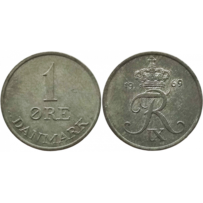 Дания 1 эре 1969 год KM# 839 Король Фредерик IX (1947 - 1972)