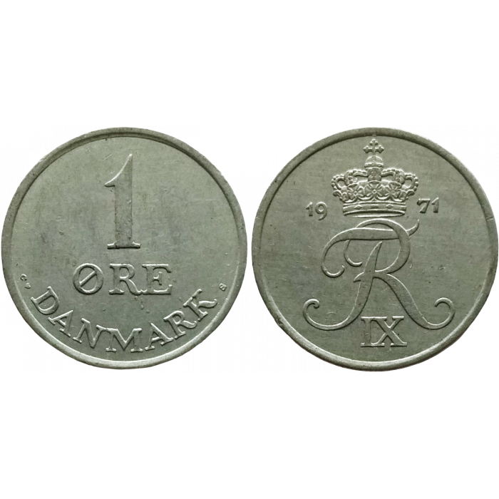 Дания 1 эре 1971 год KM# 839 Король Фредерик IX (1947 - 1972)