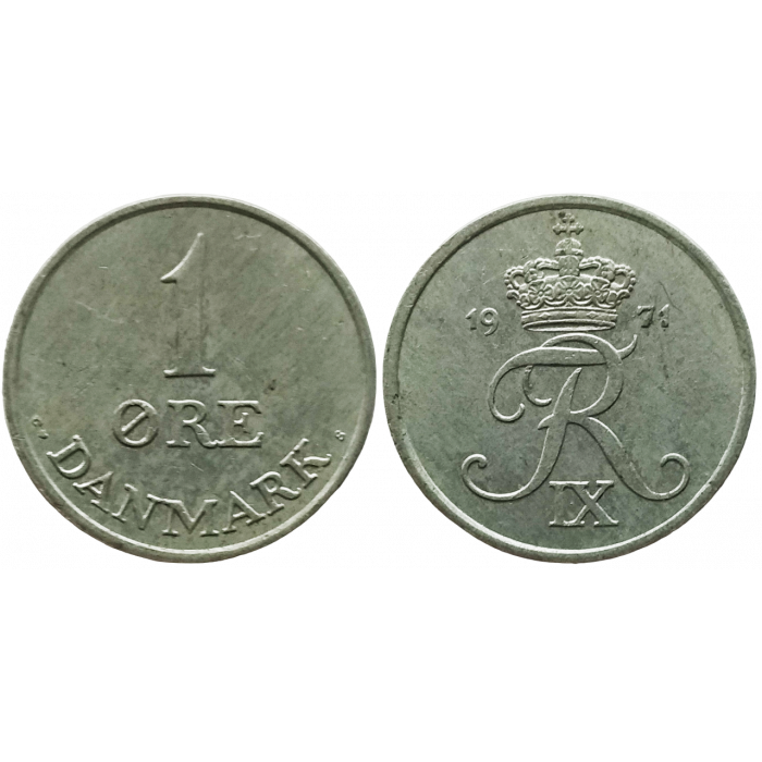Дания 1 эре 1971 год KM# 839 Король Фредерик IX (1947 - 1972)