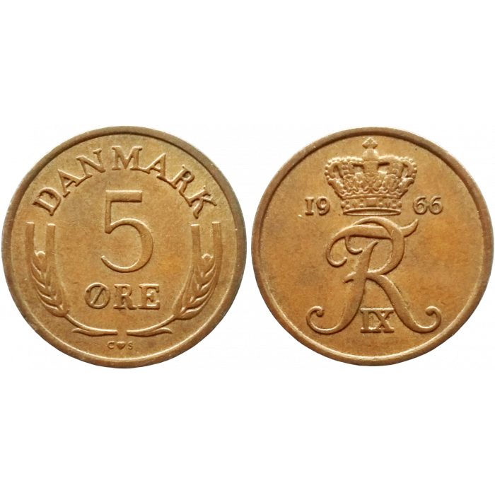 Дания 5 эре 1966 год KM# 848 Король Фредерик IX (1947 - 1972)