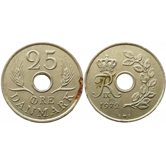 Дания 25 эре 1972 год KM# 855 Король Фредерик IX (1947 - 1972)