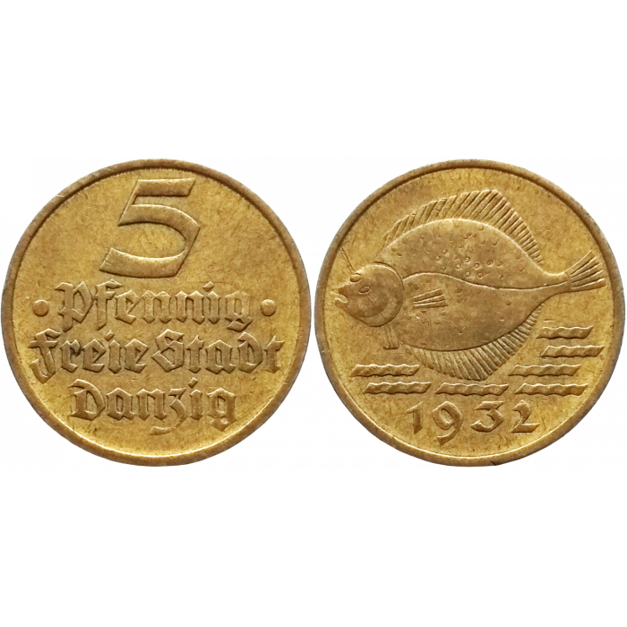 Данциг 5 пфеннигов 1932 год KM# 151