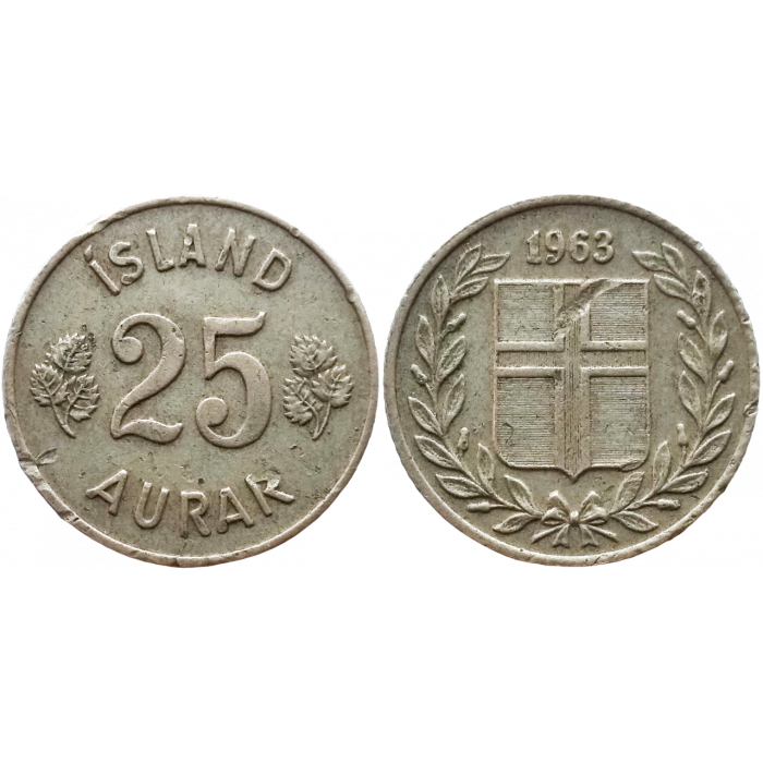 Исландия 25 эйре 1963 год KM# 11