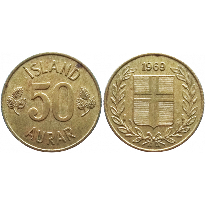 Исландия 50 эйре 1969 год KM# 17