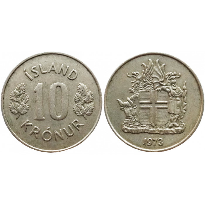 Исландия 10 крон 1973 год KM# 15