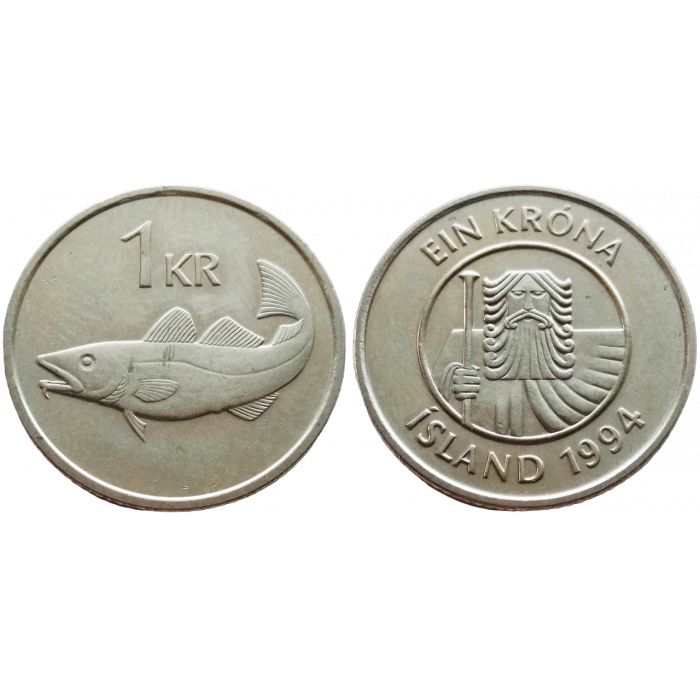 Исландия 1 крона 1994 год KM# 27a