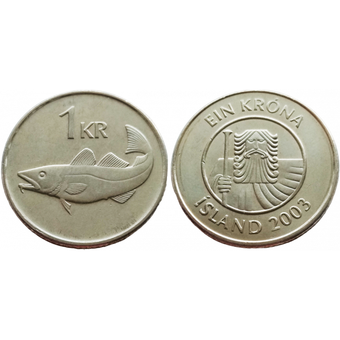 Исландия 1 крона 2003 год KM# 27a