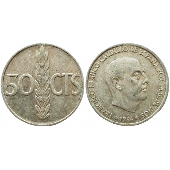 Испания 50 сентимо 1966 год KM# 795 (68 внутри звезды)
