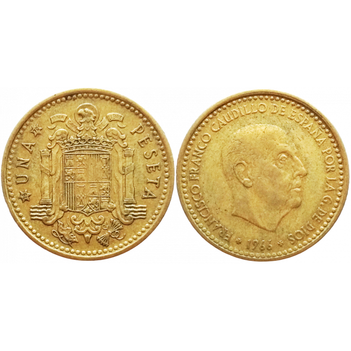Испания 1 песета 1966 год KM# 796 (70 внутри звезды)