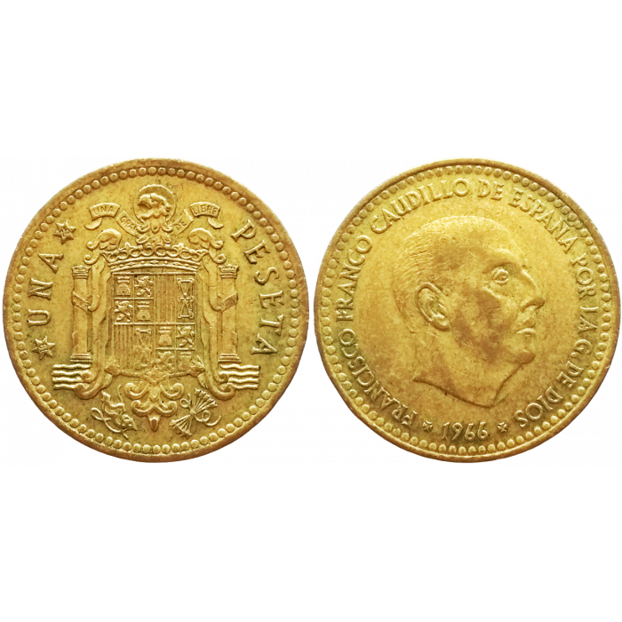 Испания 1 песета 1966 год KM# 796 (75 внутри звезды)