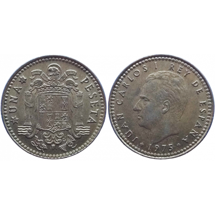 Испания 1 песета 1975 год KM# 806 (80 внутри звезды)