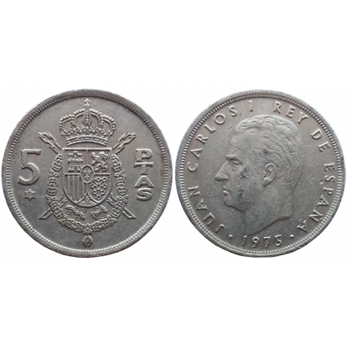 Испания 5 песет 1975 год KM# 807 (79 внутри звезды)