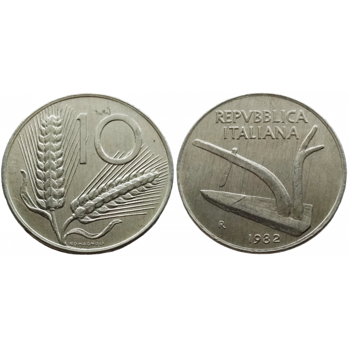 Италия 10 лир 1982 год KM# 93